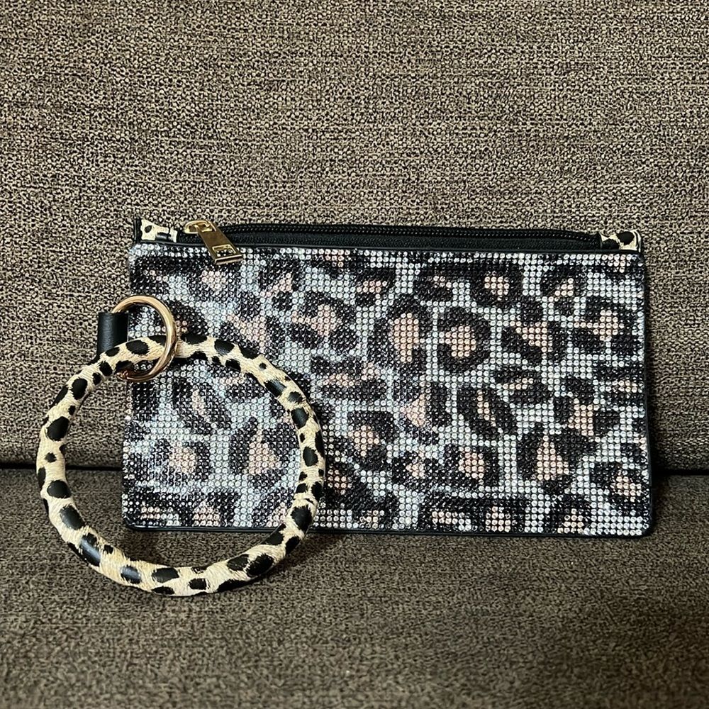 NEW Adorable Leopard print wristlet embellished with gorgeous rhinestones